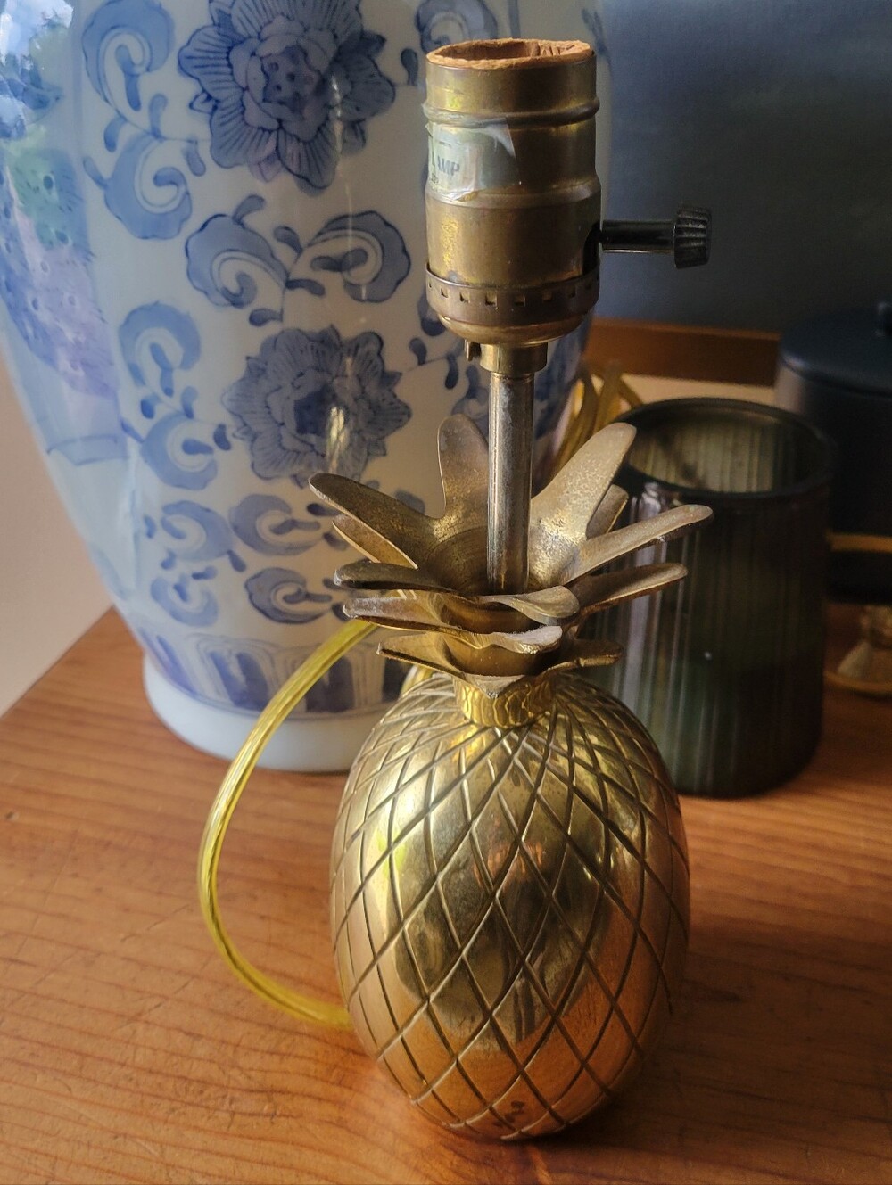 Vintage MCM Brass Pineapple Mini Table Lamp Base